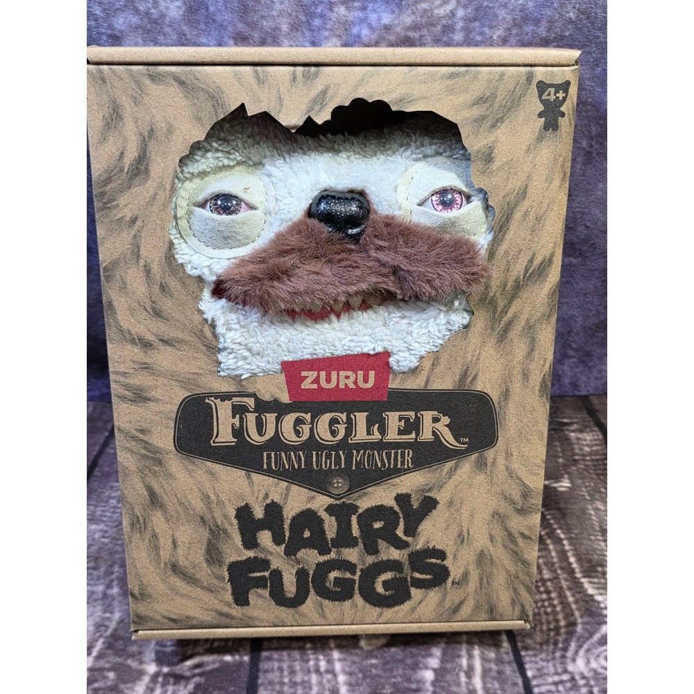 Zuru Fuggler Hairy Fuggs Old Tooth Moustache White Plush Monster Toy NIB